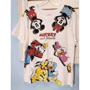NEW Jerry Leigh Disney‎ Shirt Womens XL White Mickey Mouse And Friends Pluto
